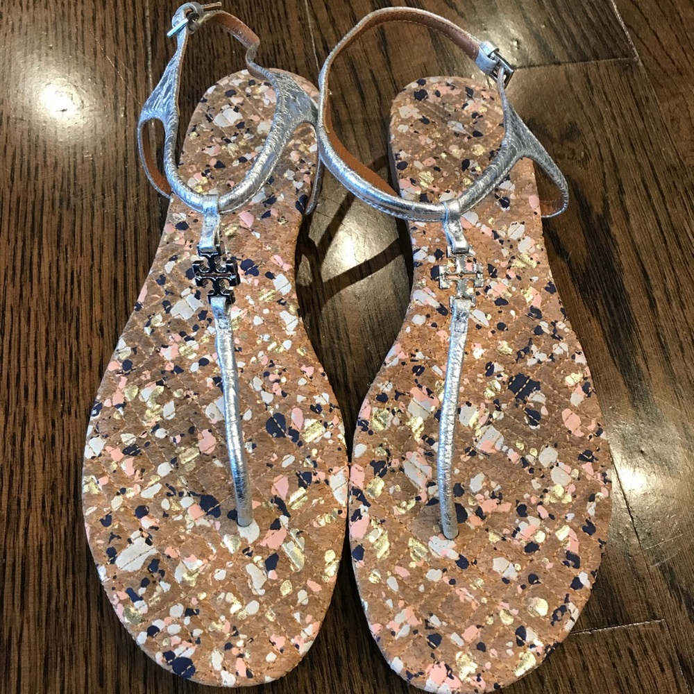 Tory Burch Metallic Marion Quilted Confetti Sandal